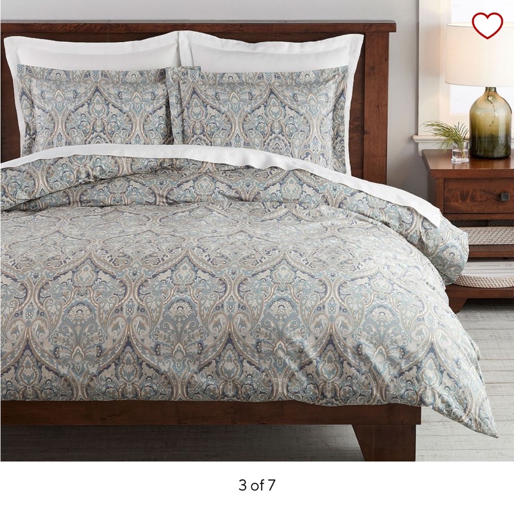 Pottery Barn Mackenna Paisley Duvet Cover & 3 Euro Sham Set
